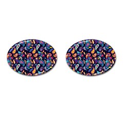 Paisley Baatik Purple Print Cufflinks (oval) by designsbymallika