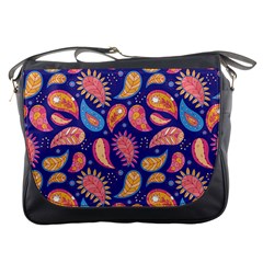 Blue Paisley Print 2 Messenger Bag