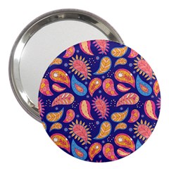 Blue Paisley Print 2 3  Handbag Mirrors by designsbymallika