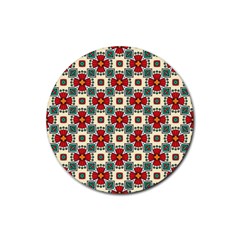 Seamless Red Pattern Rubber Coaster (round)  by designsbymallika