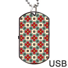 Seamless Red Pattern Dog Tag Usb Flash (two Sides) by designsbymallika