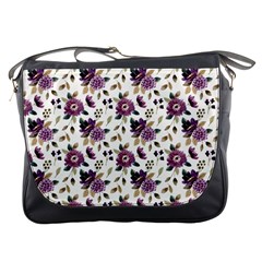 Pretty Dark Magenta Flowers Messenger Bag by designsbymallika