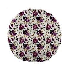 Pretty Dark Magenta Flowers Standard 15  Premium Flano Round Cushions by designsbymallika