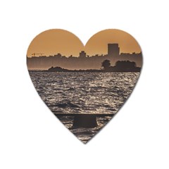 Cityscape Coastal Scene Montevideo Uruguay Heart Magnet by dflcprintsclothing