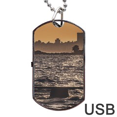 Cityscape Coastal Scene Montevideo Uruguay Dog Tag Usb Flash (one Side) by dflcprintsclothing