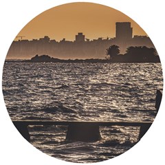 Cityscape Coastal Scene Montevideo Uruguay Wooden Puzzle Round by dflcprintsclothing