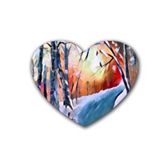 Paysage D hiver Rubber Coaster (heart) 