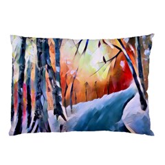 Paysage D hiver Pillow Case (two Sides) by sfbijiart