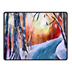 Paysage D hiver Fleece Blanket (small) by sfbijiart