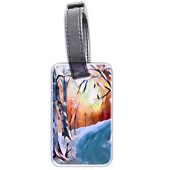 Paysage D hiver Luggage Tag (two Sides) by sfbijiart