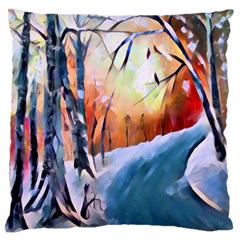 Paysage D hiver Large Cushion Case (one Side) by sfbijiart