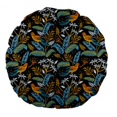 Tropical Bird Pattern Large 18  Premium Flano Round Cushions by designsbymallika