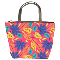 Beautiful Pink Tropical Pattern Bucket Bag by designsbymallika