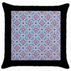 Blue Tile Pattern Throw Pillow Case (Black)