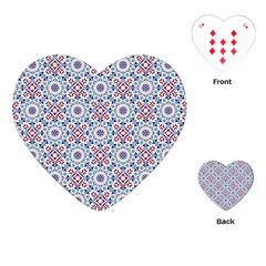 Blue Tile Pattern Playing Cards Single Design (Heart)