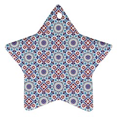 Blue Tile Pattern Star Ornament (Two Sides)