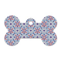 Blue Tile Pattern Dog Tag Bone (one Side) by designsbymallika