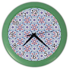 Blue Tile Pattern Color Wall Clock