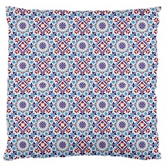 Blue Tile Pattern Large Flano Cushion Case (One Side)