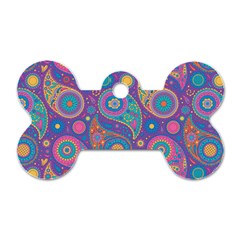 Baatik Purple Print Dog Tag Bone (one Side) by designsbymallika