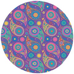 Baatik Purple Print Wooden Puzzle Round by designsbymallika