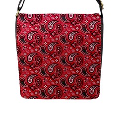 Baatik Red Pattern Flap Closure Messenger Bag (l) by designsbymallika
