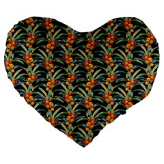 Orange Flower Love Large 19  Premium Heart Shape Cushions by designsbymallika