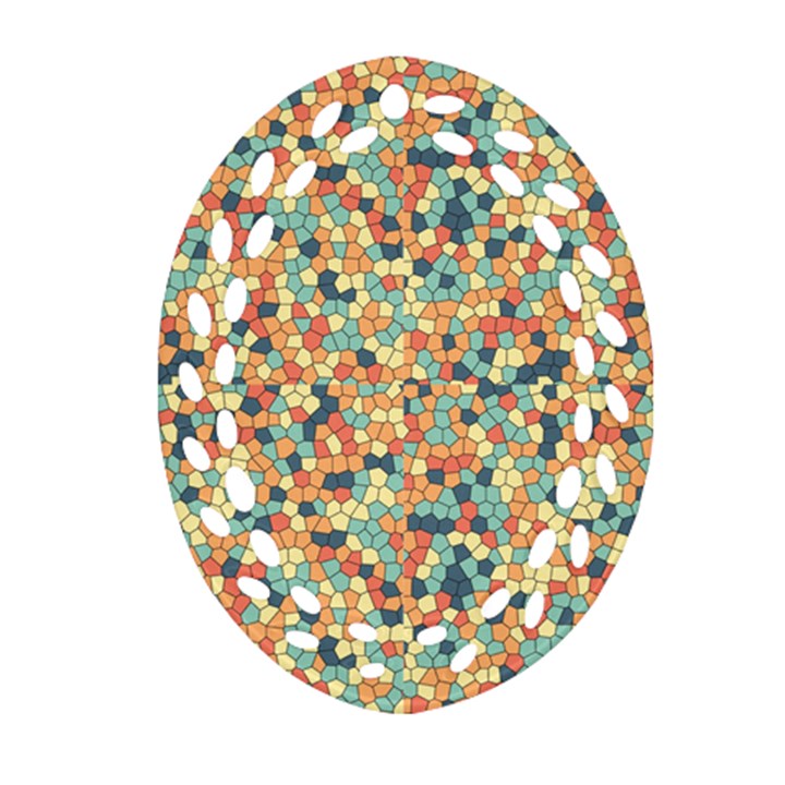 Mosaic Print 2 Oval Filigree Ornament (Two Sides)