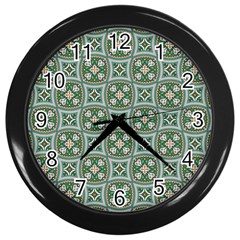 Ornamental Pattern Wall Clock (black) by designsbymallika