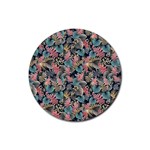 Pink Blue Metallic Pattern Rubber Round Coaster (4 pack)  Front