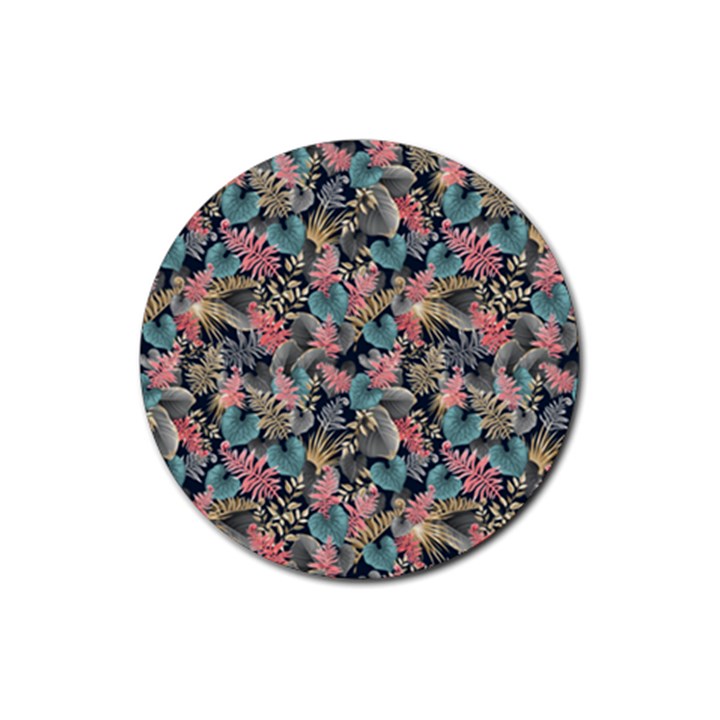 Pink Blue Metallic Pattern Rubber Round Coaster (4 pack) 