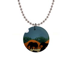 Elephant Family Illustration 1  Button Necklace by dflcprintsclothing