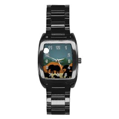 Elephant Family Illustration Stainless Steel Barrel Watch by dflcprintsclothing