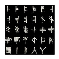 Ogham Rune Set Complete Inverted Tile Coaster