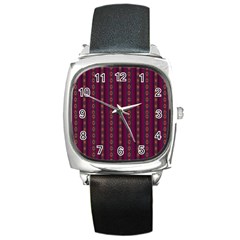 Maroon Sprinkles Square Metal Watch