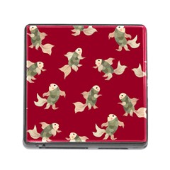 Bright Decorative Seamless  Pattern With  Fairy Fish On The Red Background  Memory Card Reader (square 5 Slot) by EvgeniiaBychkova