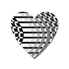 Nine Bar Monochrome Fade Squared Bend Heart Magnet