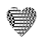 Nine Bar Monochrome Fade Squared Bend Heart Magnet Front