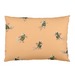 Delicate Decorative Seamless  Pattern With  Fairy Fish On The Peach Background Pillow Case by EvgeniiaBychkova