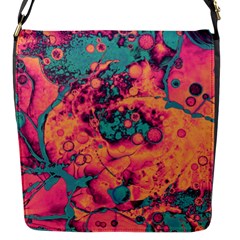 Orange And Turquoise Alcohol Ink  Flap Closure Messenger Bag (s) by Dazzleway