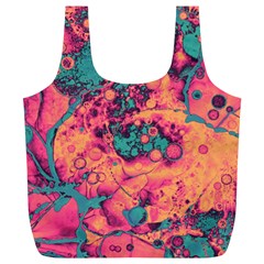 Orange And Turquoise Alcohol Ink  Full Print Recycle Bag (xl) by Dazzleway