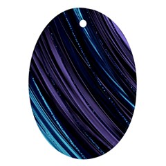 Blue And Purple Stripes Oval Ornament (two Sides)