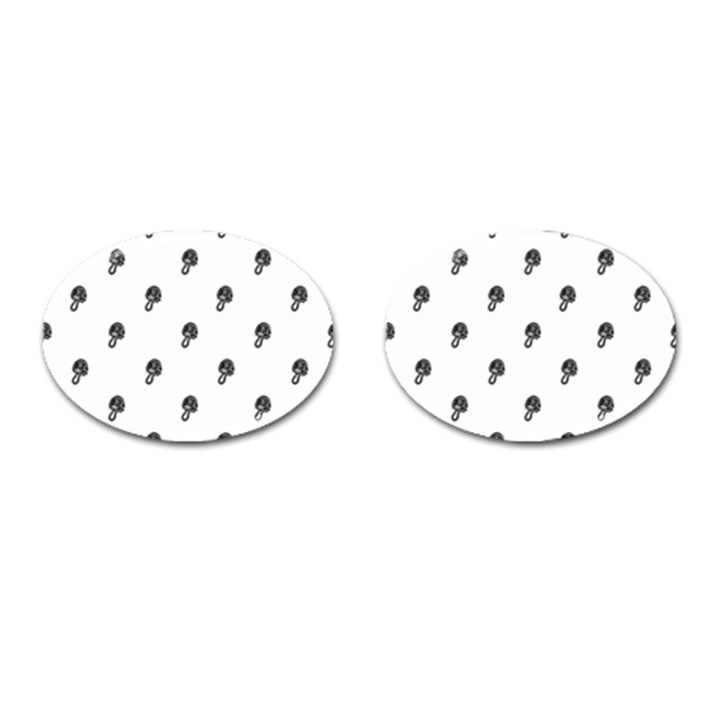 Aviator Helmet Motif Print Pattern Cufflinks (Oval)