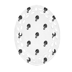 Aviator Helmet Motif Print Pattern Oval Filigree Ornament (two Sides) by dflcprintsclothing