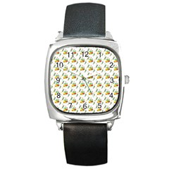 Background Cactus Square Metal Watch