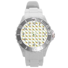 Background Cactus Round Plastic Sport Watch (l)