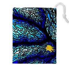 Sea-fans-diving-coral-stained-glass Drawstring Pouch (5xl) by Sapixe