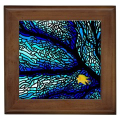 Sea-fans-diving-coral-stained-glass Framed Tile