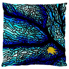 Sea-fans-diving-coral-stained-glass Large Flano Cushion Case (one Side) by Sapixe