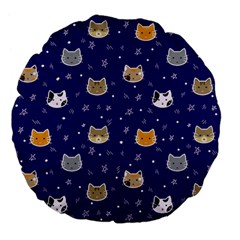 Multi Cats Large 18  Premium Flano Round Cushions